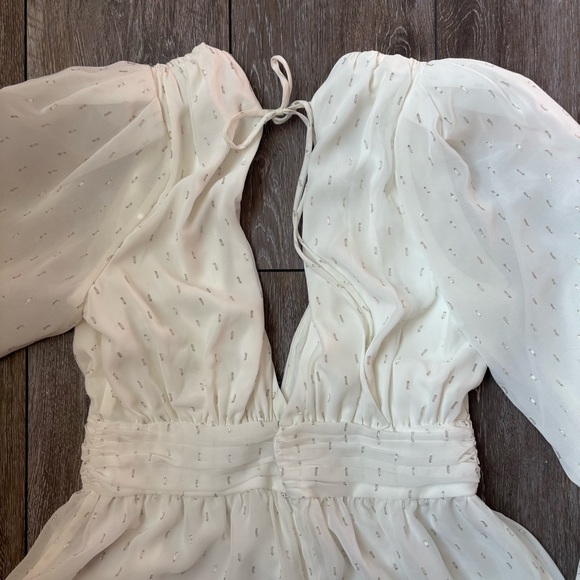 Sold Out NBD Chiffon White and Silver Anya Mini Dress - Picture 8 of 8